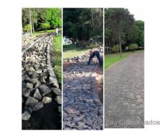 Pavimentaçao com pedra poliedrica